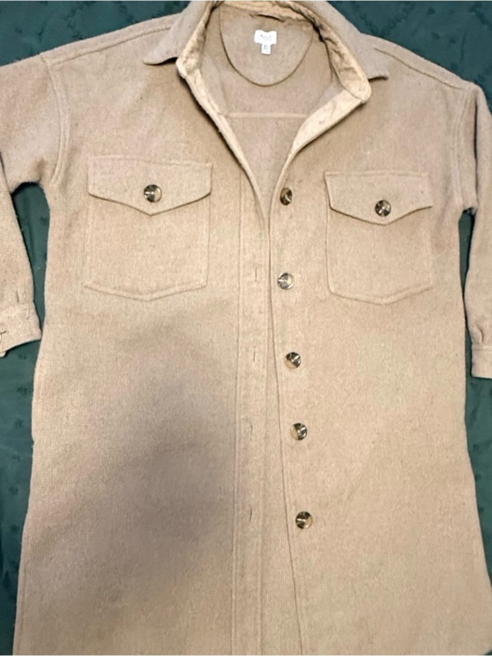 Oversized Beige Button-Up Shacket - Picture 2 of 2